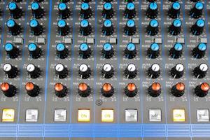 Audio control buttons Sound Control Hi Fi system The audio equipment, control panel of digital studio mixer photo