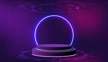 Hologram podium.futuristic circle purple vector HUD.UI Podium.Modern technology.Gaming.