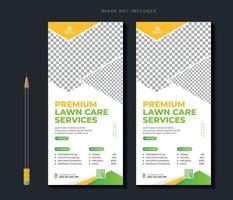 Lawn garden or landscaping service rack card or dl flyer template lawn mower roll up banner template