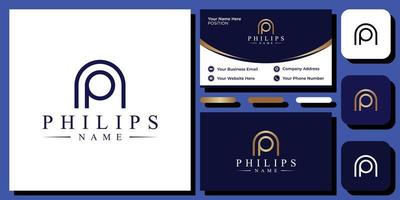 Philips Name title initials clean simple minimalist with business card template vector