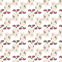 Cute dogs Jack Russell Terrier. Fanny animals . Vector hand drawn seamless pattern. Perfect for baby, kids apparel, print design, textile. White background.