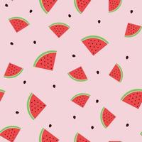 Pattern of pieces watermelon, slices with seed. Cute vector background.