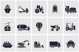 Transport, heavy duty machines set icon symbol template for graphic and web design collection logo vector illustration