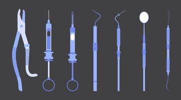 equipo médico conjunto simple vector, dental, píldora, diseño plano de vacuna vector