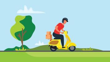 Flat phone and shop scooter delivery order ilustration vector