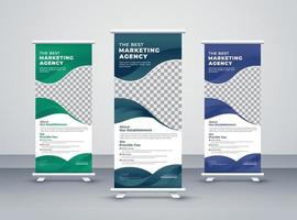 diseño profesional de pancartas enrollables corporativas para hacer crecer su negocio a un alto nivel. enrollar o levantar la exhibición standee banner vector