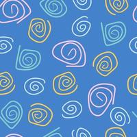 Seamless abstract pattern with hand-drawn curls arranged chaotically festive confetti and cute circles vector