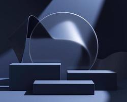 3D rendering abstract blue platform podium product presentation backdrop photo