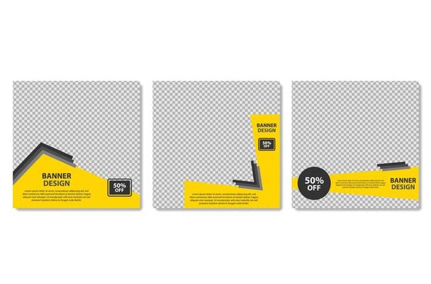 Set of editable minimal square banner template. Suitable for social media post and web ads. Vector illustration