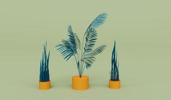 three plant 3d render on Sprout color background photo