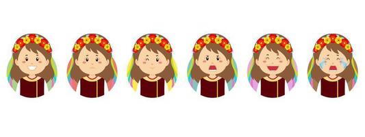 Ukraine Avatar with Various Expression vector