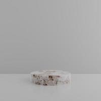 Minimalist simple marble cylinder podium or pedestal display with white color background for product presentation. 3d rendering photo