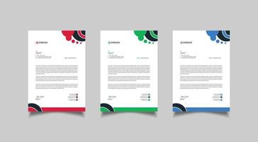 Business letterhead, Letterhead template with 3 colors, Letterhead template in flat style, vector