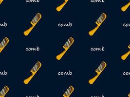 Comb cartoon character seamless pattern on blue background. Pixel style vector