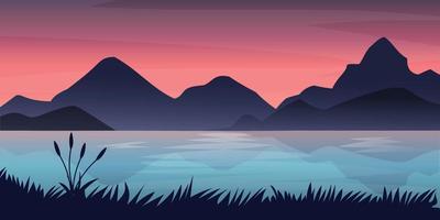 Landscape with mountains lake vector