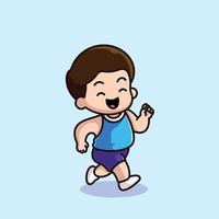 Ilustración de icono de vector de dibujos animados de niño lindo. concepto de icono de personas vector premium aislado