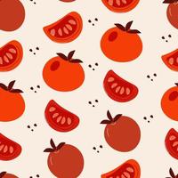 Seamless pattern of red tomatoe and dill, Great set of hand drawn vegetables isolated on white background. Sketch doodld style vector collection.