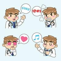 cute doctor sticker mascot vector illustration, doctor vector set