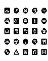 Signals and Prohitions Icon Set 30 isolated on white background vector