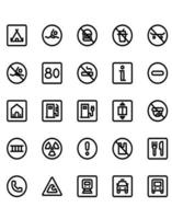 Signals and Prohitions Icon Set 30 isolated on white background vector