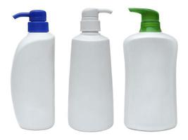 blank shampoo bottle on white isolated background photo