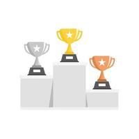 podio de ganadores con icono de trofeo aislado sobre fondo blanco. vector