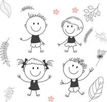 Traditional vector illustration of a child with a big smile, child character