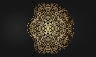 Luxury mandala background with ornamental design in golden color vector