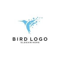 diseño de logotipo vectorial de ilustración de colibrí. diseño de logotipo de vector de pájaro.