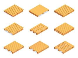 Isometric Wooden Pallet Set vector