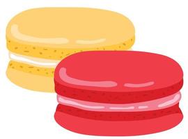 Vanilla and strawberry macaroons. Hand drawn vector illustration. Suitable for stickers, greeting cards, gift paper, menu