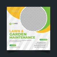 Lawn garden or landscaping service social media post and web banner template vector