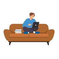 businessman sitting at workplace desk front view business man using computer. process concept creative interior flat horizontal vector