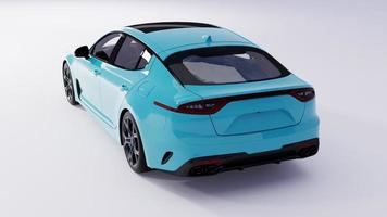 3D rendering coche deportivo azul sobre fondo blanco 6