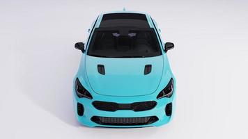 Representación 3d coche deportivo azul sobre blanco bakcground.jpg foto