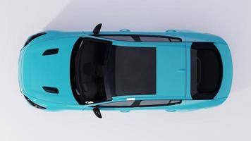 Representación 3d coche deportivo azul sobre blanco bakcground.jpg foto