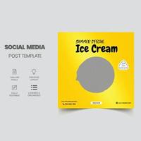 ice cream social media post banner template, Editable Square Banner Design vector