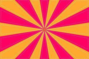 Pink and Orange Sunburst Pattern Background. Ray radial star with back stitch style. Vector Illustration