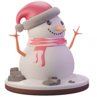 ilustração 3d, objeto de natal, boneco de neve com boné, para web, app, publicidade, etc png