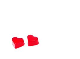 Couple  jelly red Heart shaped on white background, love Valentine Day space for copy text card, sweet food photo