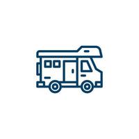 Camper van line icon. linear style sign for mobile concept and web design. Outline vector icon. Symbol, logo illustration. Vector graphic