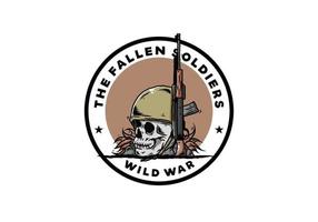 Skull and soldiers helmet with weapon illustration vector