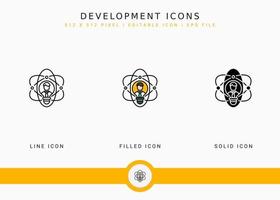 Development icons set vector illustration with solid icon line style. Personal skill expertise concept. Editable stroke icon on isolated background for web design, user interface, and mobile app