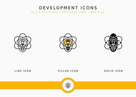 Development icons set vector illustration with solid icon line style. Personal skill expertise concept. Editable stroke icon on isolated background for web design, user interface, and mobile app