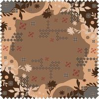 Abstract scarf pattern with floral design and geomatric ornament on color motif style vector