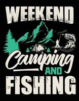 diseño de camiseta de camping y pesca vector