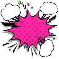 Retro comic design speech bubbles. Flash explosion with clouds, lightning, stars. Pop art vector elements.