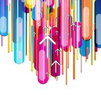 Trendy geometric style abstract background with colorful lines and arrows. Vector illustration.