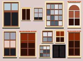 Set of house windows vector, collection design constructor elements.