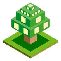 icono de árbol vectorial isométrico para bosque, parque, ciudad. constructor de paisajes para juegos, mapas, impresiones, ets. aislado sobre fondo blanco. vector